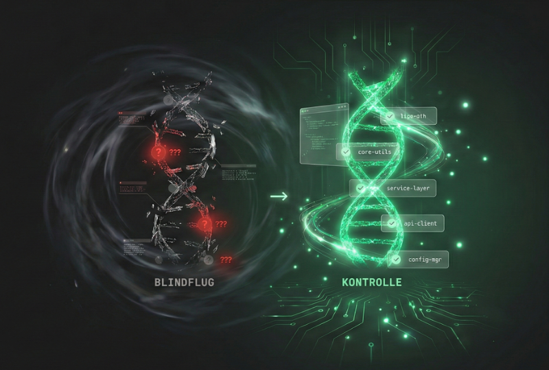 Blindflug: Unbekannte Komponenten mit Warnungen. Klarheit: Bekannte, verifizierte Komponenten.